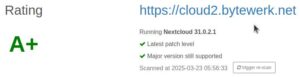 scan.nextcloud.com Sicherheitsrating 